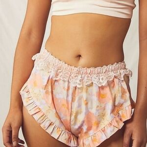 Free People Golden Slumber floral ruffle lace pajama shorts
